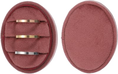 SnelShoppen - Ovale fluwelen ringdoos met 3 sleuven - sieradenhouder voor ringen - luxe opbergdoos - vintage sieradengeschenk - roze trouwringdoos