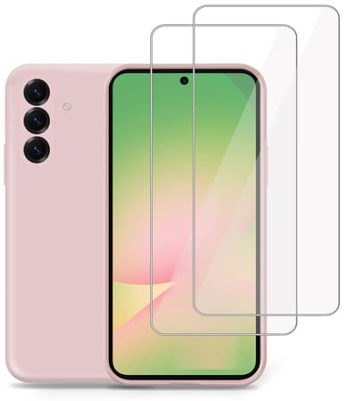 Technow hoesje + 2x Screenprotector geschikt voor Samsung A56 / A36 – Tempered Glass - Liquid Back Case Cover Rose