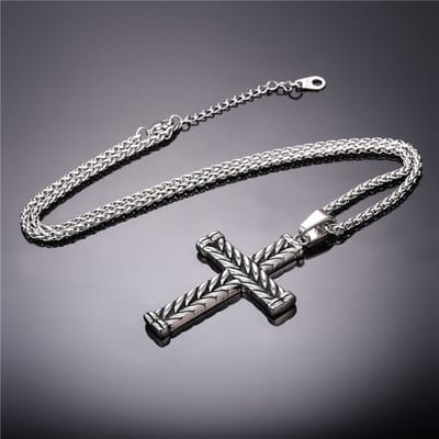 Kruis Hanger op Vossenstaart Ketting - Zilver kleurig - Kettingen Heren Dames - Papa Cadeau Voor Mannen - Vaderdag