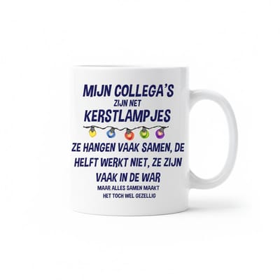 Mijn Collega’s Zijn Net Kerstlampjes Mok – Grappige Werk Quote Keramische Koffiemok – 330 ml
