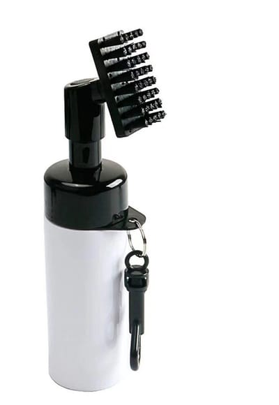 1 stuk golfclubborstelgroefreiniger met ingebouwde watersproeier en haak, groefreinigingsborstel voor golfbalclubs, natte scrub, balreiniger met extrusiewaterfles, cadeau voor mannen - Wit