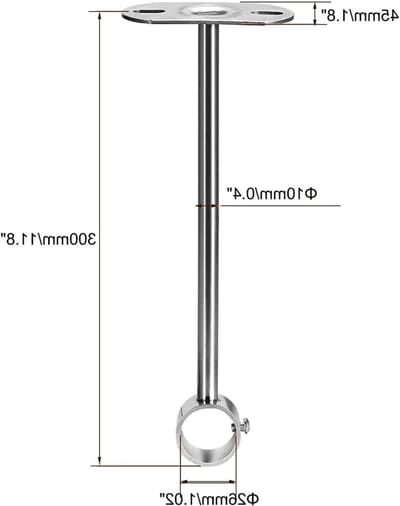 Stevige 25mm Diameter Wardrobe Pipe Beugels voor Douchegordijn, 300mm Hoogte, 2 Stuks, Ideaal voor Wandmontage en Ondersteuning