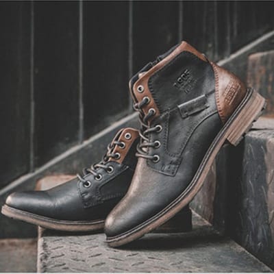 Heren Laarzen Leer Lente Herfst Vintage Stijl Enkellaars Veterschoenen Mode Casual Schoenen Man Botas Hombre 11.5 gray