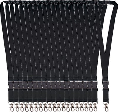 20x Lanyard - Keycord Sleutelhanger - Met Veiligheidssluiting - 25 mm breed - Zwart - Goede kwaliteit