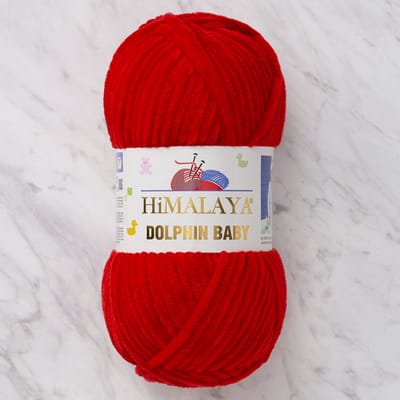 Himalaya Dolphin Baby 80318 Rood Fluwelen Garen, Breien en Haken, 100g, Super Zacht, Fluweel Breigaren, Volumineuze Pluche, Schijnen Fluweelachtig, Chenille Dolfijn Baby Wol, Amigurumi, Velluto Velours, Breiwol, Haakgaren, Kind Deken