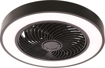Freelight - Plafondventilator Fiato - Ø 50 cm – zwarte plafondventilator - metalen ventilator – top kwaliteit – incl. remote – speciaal voor lage plafonds – ventilator met LED verlichting - zwart