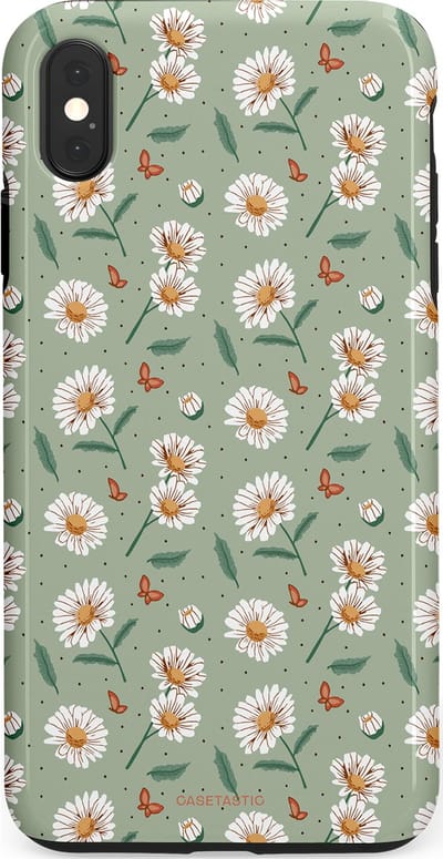 Casetastic Hoesje Geschikt voor Apple iPhone Xs Max - Stijlvolle Beschermende Duo-layer Case - Vleugels en madeliefjes
