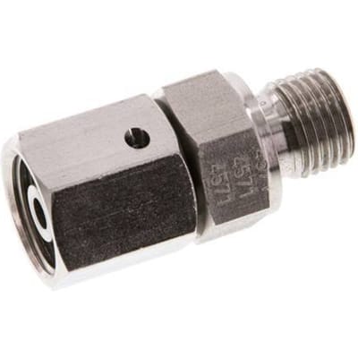 8S & G1/4'' RVS Rechte Draaidoorvoer Buitendraad 630bar FKM O-ring en Afdichtconus Verstelbaar ISO 8434-1