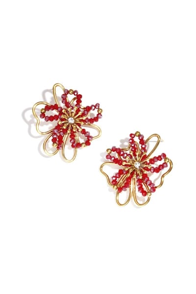 Statement oorbellen bloem - Dames oorbellen - Gouden oorbellen - Stainless steel - Nikkel vrij - 4,10 x 3,20 cm - Oorbellen bloem - Kerst sieraden - Feest sieraden - Kerst cadeau - Sinterklaas - Moederdag - Valentijn - Cadeau voor dames