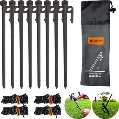 8 Stuks Stevige Korte Touwen voor Camping en Buitenactiviteiten