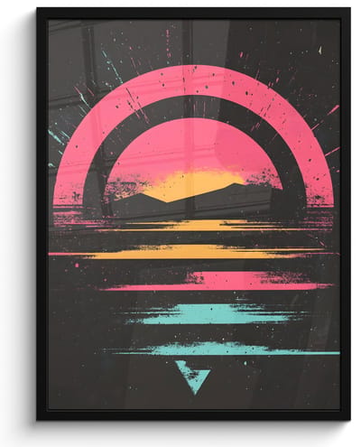 Poster in lijst - Fotolijst 50x70 cm - Posters - Cirkel - Abstract - Roze - Posterlijst zwart - Decoratie - Wanddecoratie woonkamer - Muurdecoratie slaapkamer
