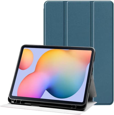 Tablet Hoes Geschikt voor Samsung Galaxy Tab S6 Lite | Luxe Tri-Fold Book Case | Kunst Leren Bescherm Hoes | Standaard Functie | Blauw