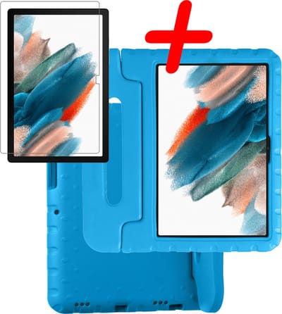 Hoesje Geschikt voor Samsung Galaxy Tab A8 - Met Screenprotector - Kinderhoes Shockproof Bumper - Kidsproof Case - Tablet Hoes - Kinder Hoes Cover - Blauw