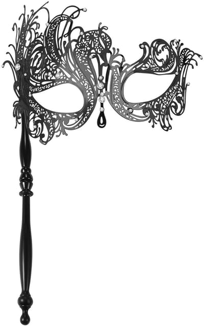 Dailygoods - Venetiaans Masker met Stok voor Dames - Strass en Filigraan