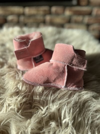Noordiq - Babyslofjes/pantoffels Schapenvacht Leer - Roze - Maat 6-12 Maanden