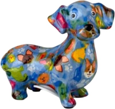 Pomme Pidou Spaarpot Hond Teckel Dennis Small 001 - (L12,5xW6xH11 cm keramiek)