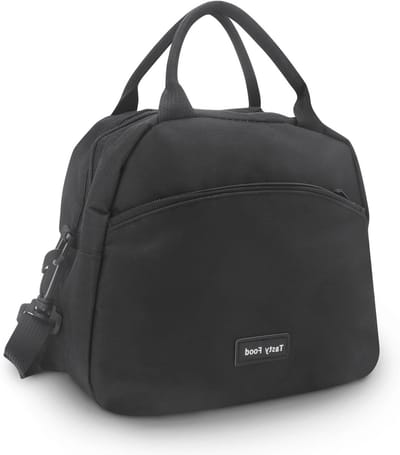 Zwarte lunchtas voor iedereen - Geschikt voor meisjes, picknick, werk, geïsoleerd, draagbaar en als voedselorganizer voor sportactiviteiten.