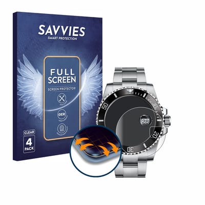 Savvies - Screenprotector voor Rolex Submariner (Date) - Folie Beschermfolie transparant volledig dekking 4 Stuks