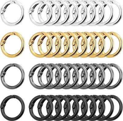 Dailygoods- Karabijnhaken 40 stuks - Ronde Karabijnringen - Zinklegering - Buitendiameter 26 mm - Binnendiameter 19 mm - Tassenaccessoires - Sleutelhanger