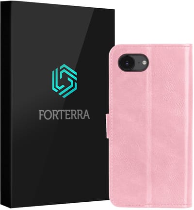 Hoesje Geschikt voor Apple iPhone 16e - Luxe Bookcase - Walletcase Hoes - Portemonnee - Cover - Lichtroze