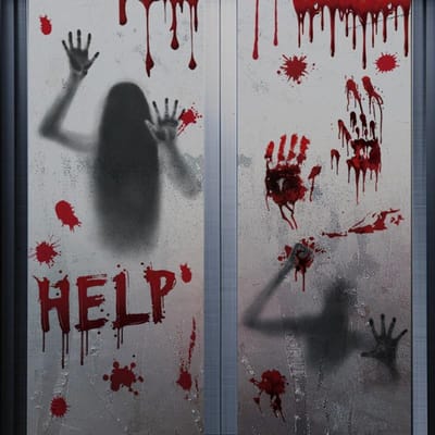 Halloween Winkelcentrum Raam Spook Horror Stickers Halloween Feest Decoratie Bloed Handafdruk Elektrostatische Stickers Grappig (as the picture,180*100*40CM)