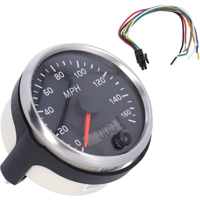 Compteur de vitesse 3,3 pouces 12V 24V Jauge de vitesse 160 MPH LCD avec rétroéclairage blanc ambre pour voiture camion bateau gray