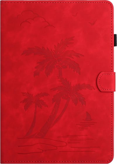 Palmboom - Bescherm-Etui Map geschikt voor Apple iPad 10 - A16 - 10.9 - 2022 - 2025 - Rood