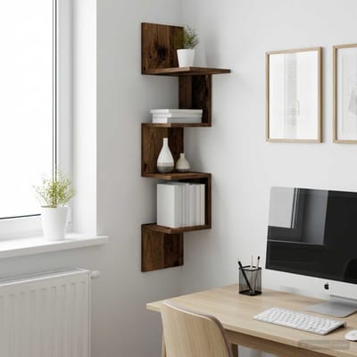 vidaXL - Wandplank - Muurmontage - Oud - hout - 32 - x - 21 - x - 107 - cm - Bewerkt - hout