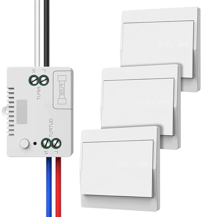 Draadloze lichtschakelaar 230 V, batterijloos, waterdichte wandbediening, bereik tot 200 m, ideaal voor lampen en verlichting
