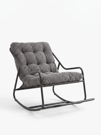 Schommelstoel voor buiten - Comfortabele leesstoel - Schommelstoel met dik kussen - Verstelbare beweging - 130 kg - Woonkamer - 75x116x82 cm - Grijs