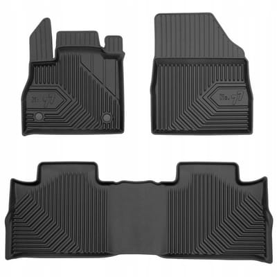 Frogum No.77 Automat / Vloermat - 3D Pasvorm - Geschikt voor Renault Espace V 2014-2022 - TPE Rubber - 3-delig - Hoge Rand 4cm - Zwart