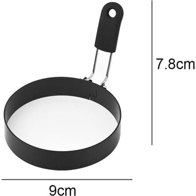 Anti-Broeiend Gebakken Eivorm Professioneel Roestvrij Staal Anti-aanbak Rond Pannenkoekvorm Omeletvorm Ontbijt Sandwich Gereedschap black