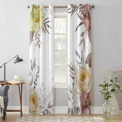 Planten Bloemen Aquarel Raamgordijnen voor Woonkamer Slaapkamer Gordijn Modern Keuken Jaloezieën Draperieën Gordijnen 135W x 60H(cm) x1