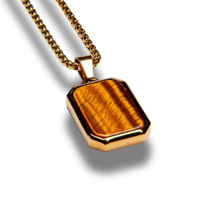 MEN OF MERCURY® Gouden Ketting – Tijgeroog – Spiritueel – Handgemaakt – Kracht & Bescherming – Unisize
