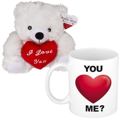 Valentijnscadeau - beertje en mok - be my valentine - koffiemok - knuffelbeertje - valentijnsdag