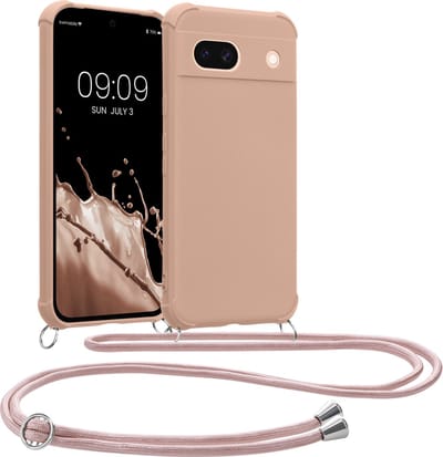 kwmobile telefoonhoesjegeschikt voor Google Pixel 8a - Hoesje van siliconen met telefoonkoord - In kokosmelk