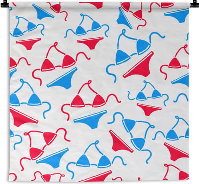 Wandkleed - Wanddoek - Bikini - Strand - Patronen - 90x90 cm - Wandtapijt