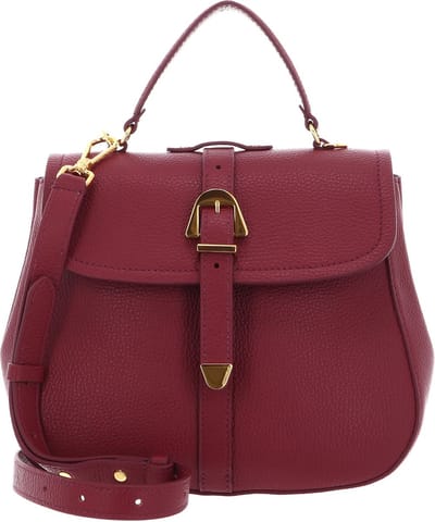 COCCINELLE Leren Handtas Schoudertas Coccinelle Magalu Handbag Grained Leather Garnet Red Wijnrood