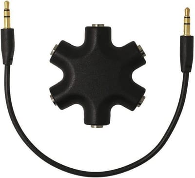Audio Splitter - Koptelefoon Verdeler - Muziek Delen - Vijf Uitgangen - 3.5mm Jack - Zwart