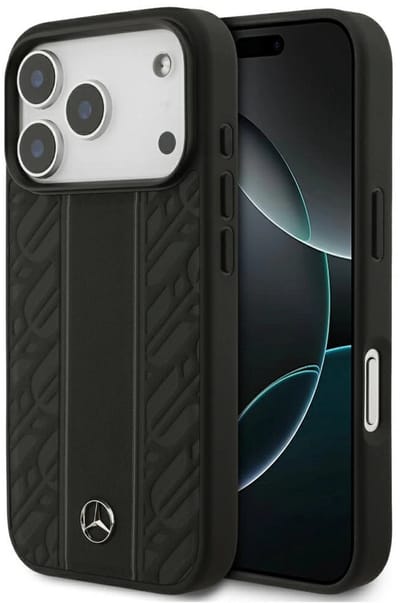 Mercedes-Benz Backcase hoesje geschikt voor iPhone 17 Pro - Effen Zwart - Leer