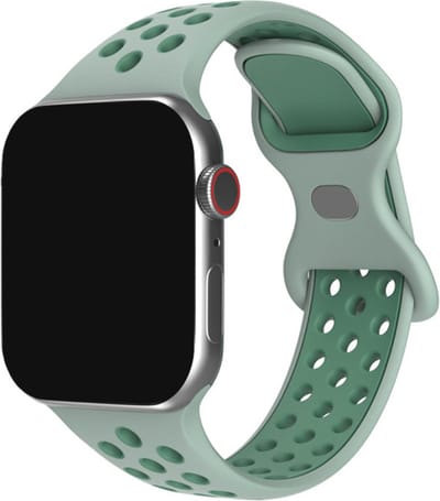 Innerlight® Sport+ - Groen - 42/44/45/46/49mm - OneSize - Siliconen bandje geschikt voor Apple Watch - Geschikt als Apple watch bandje voor Series 1/2/3/4/5/6/7/8/9/10/11/SE/Ultra/Ultra 2