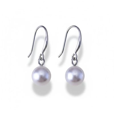 Aramat Jewels | Oorhangers | Stalen Oorhangers witte parel 8mm | | | |8mm | Staal | Kinderen, Volwassenen | Verkleurd niet