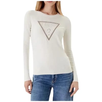T-shirt col v col rond met driehoeklogo voor dames Guess Kiara