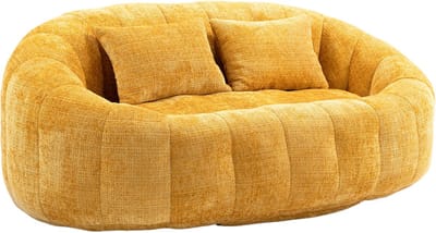 Comfortabele Lazy Sofa - Zitzak voor Volwassenen - Schuimgevuld - Chenille - Woonkamer & Slaapkamer - Geel