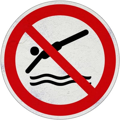 Niet duiken verbodsbord - P052 | Sign Again materiaal | 10 cm
