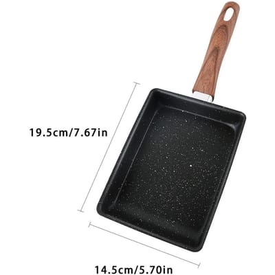 Poêle à Omelette Antiadhésive Tamagoyaki Wok Poêle à Œufs Japonaise Poêle Rectangulaire Tamago Petite Poêle à Frire les Œufs avec Outils de Cuisine black