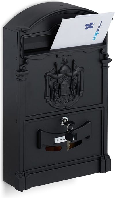 wandbrievenbus - met slot - aluminium - staal - 41 x 25,5 x 9 cm - hanend