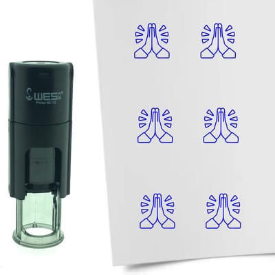 CombiCraft Stempel Gevouwen handen / bedankt 10mm rond - Blauwe inkt