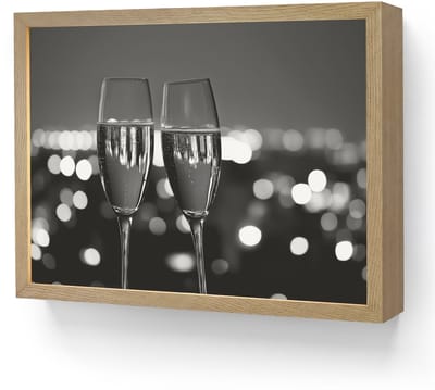 Wandlamp 40x30 cm - Oplaadbaar - Bubbels - Proosten - Champagneglazen - Stadslichten - Wandlampen binnen woonkamer - Slaapkamer lamp - Decoratieve nachtlamp - Vloerlamp draadloos