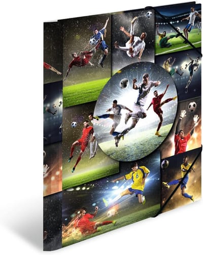 Set van 3 Verzamelmappen DIN A4 voor Sport en Voetbal, Stevige Kunststof Documentenmappen met Elastiek en Binnenkleppen